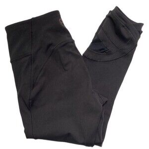 Calia Black Cropped Leggings Mesh Inserts Pockets Yoga Gym Workouts Athleisure